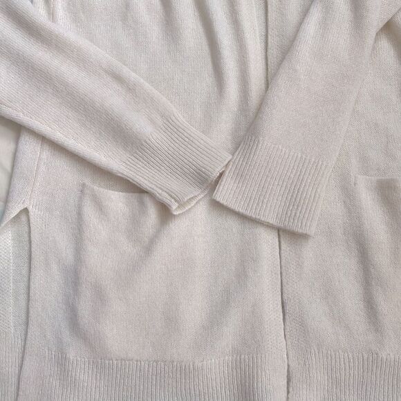 Theory 100% Cashmere Open Cardigan W/ Slits Feather Soft Sweater Ivory Size M - Picture 5 of 8